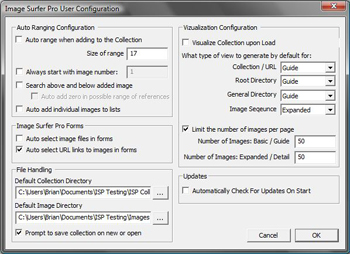 Image Surfer Pro configuration dialog