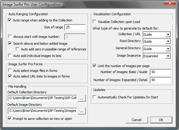 Image Surfer Pro configuration dialog