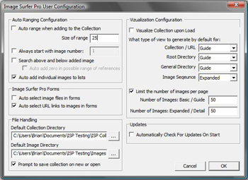 Image Surfer Pro configuration dialog