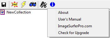 Image Surfer Pro toolbar with information window present