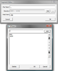 Manually modified file segment with list entries 800 and 1024