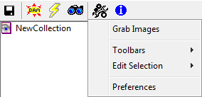 Drop down menu that appears when the wrench button is clicked