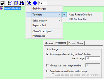 Image Surfer Pro user configuration and toolbar activating Auto Range Override