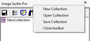 Screen capture of popup menu which appears when you right click the title bar of Image Surfer Pro