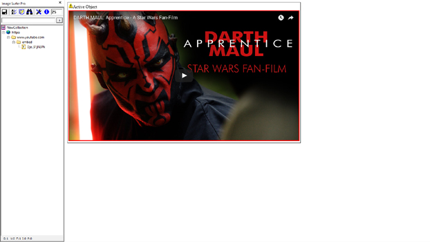 Image Surfer Pro visualization page showing the Star Wars video.