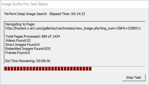 Image Surfer Pro interactive progress window showing a Directed Search in progress