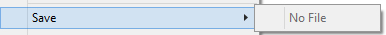 The save submenu shows the file name which will be used when saving the file and whether or not the file needs to be saved