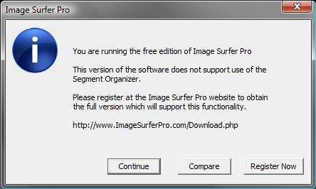 Screen capture of free version limitation dialog