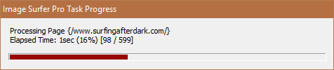 Progress bar seen while extracting data from a webpage with Image Surfer Pro