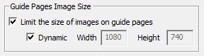 Guide Pages Image Size cut out from Views Tab of the Image Surfer Pro User Preferences