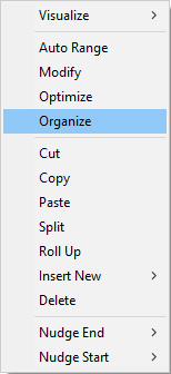 Fusker collection view menu with Organize highlighted
